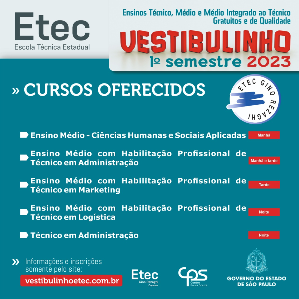 Vestibulinho da ETEC & IFSP 2023 