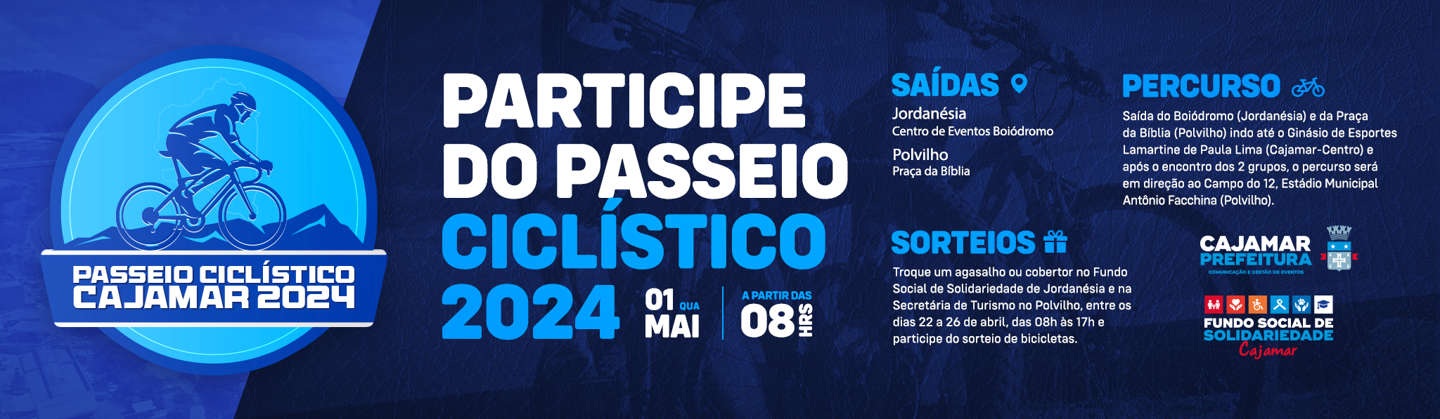 Passeio Ciclístico Cajamar 2024 acontece no dia 1º de maio